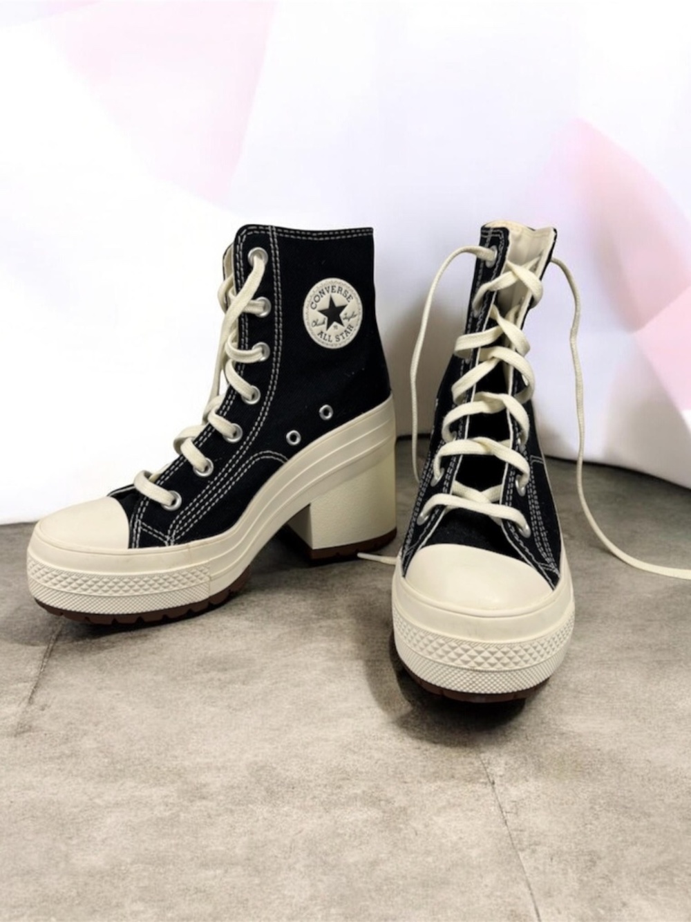 Converse Chuck Taylor 70 De Luxe Heel Platform High Top Black Sneakers Women's 6